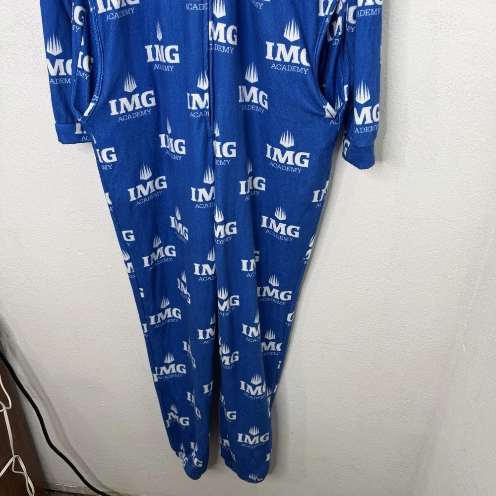 IMG Academy One Piece Pajamas Men's Full Zip Hooded Sherpa Sz Small Cozy Lounge
